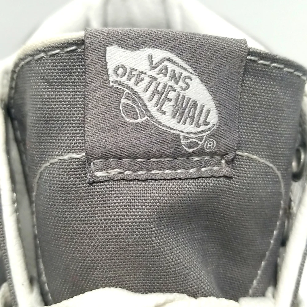 VANS Men's Skateboard Shoe, High Top Grey Canvas Size 10  Off the Wall - Picture 10 of 14